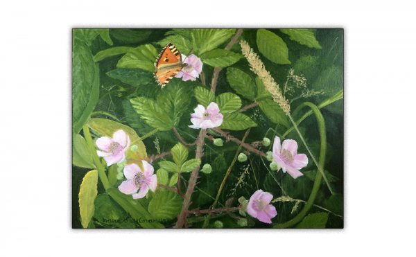 Spring Hedgerow with fluttering butterfly