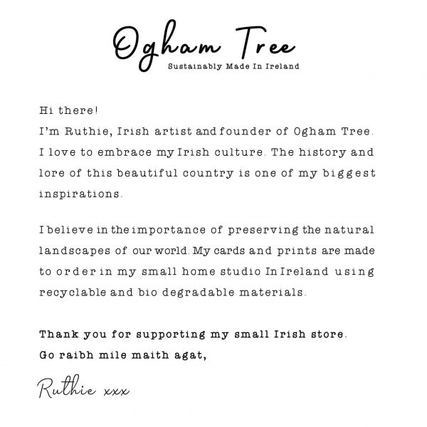 Ogham Tree_Note From Artist_Irish Ogham Prints_Irish Language Prints_Irish Made_Sustainably Made In Ireland