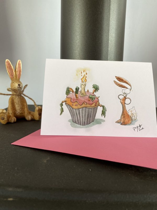 Birthday cup cake bunny card