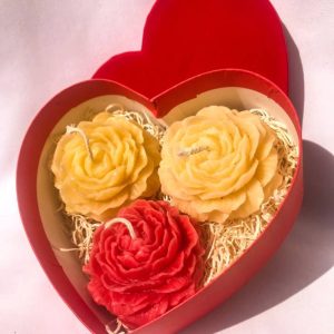 Yello and red rose shaped candles