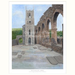 Baltinglass Abbey arches and tower ruins fine art print of the original paintying by Maura O Halloran