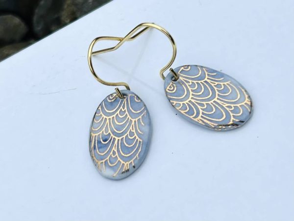 Blue and gold Dangle earrings - Image 3