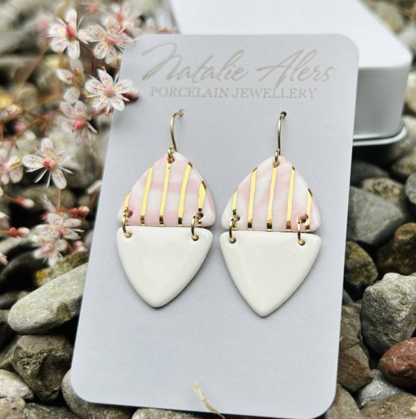 Pink striped Dangle earrings - Image 2
