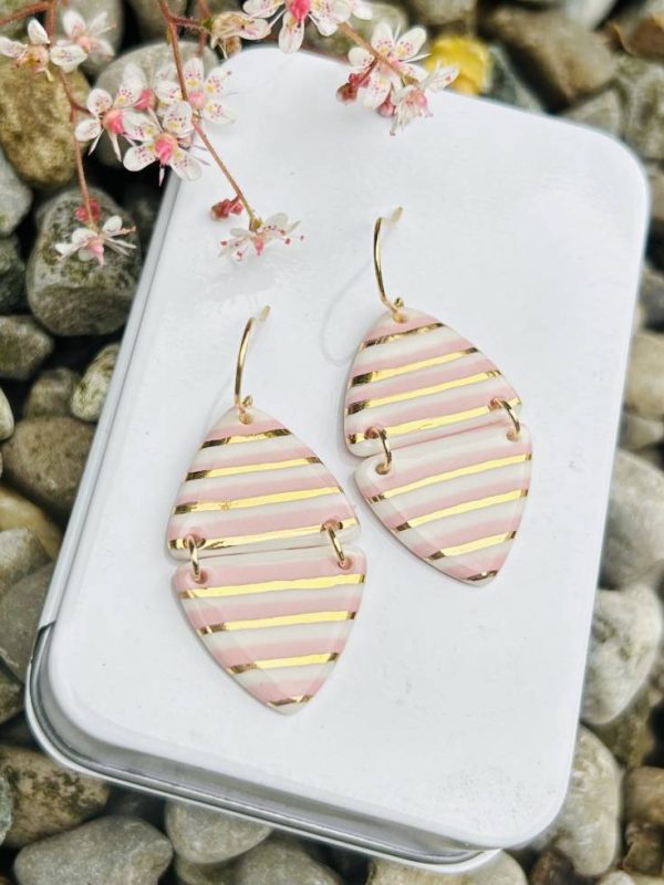 Pink horizontal striped Dangle earrings