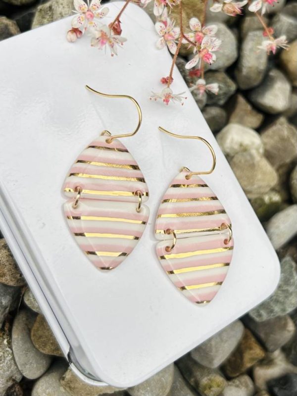Pink horizontal striped Dangle earrings - Image 6