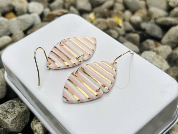 Pink horizontal striped Dangle earrings - Image 7