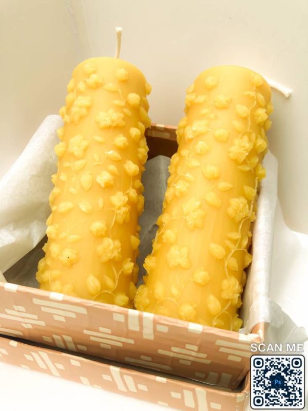 Golden Lily Beeswax Candle - Set of 2 - Image 3