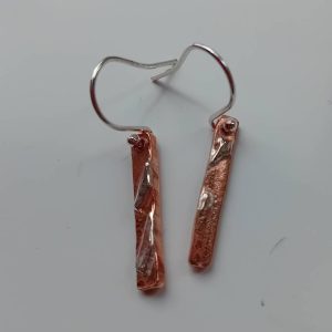 Copper dangle earrings-upcycled metalwork