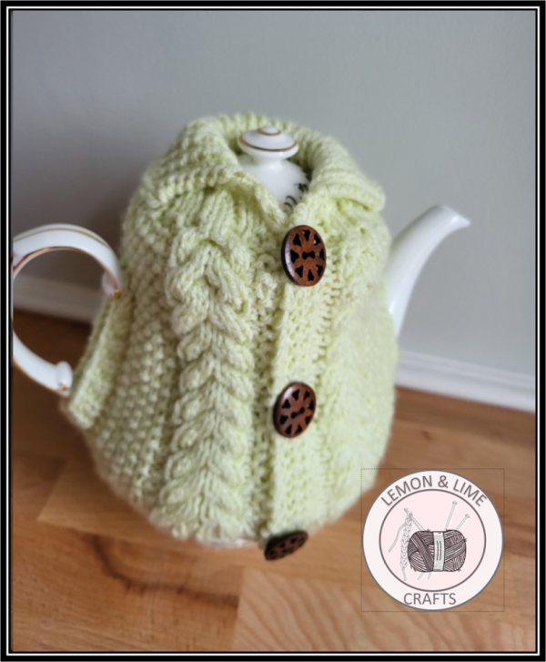 Aran Knit Tea Cosy Lime Green