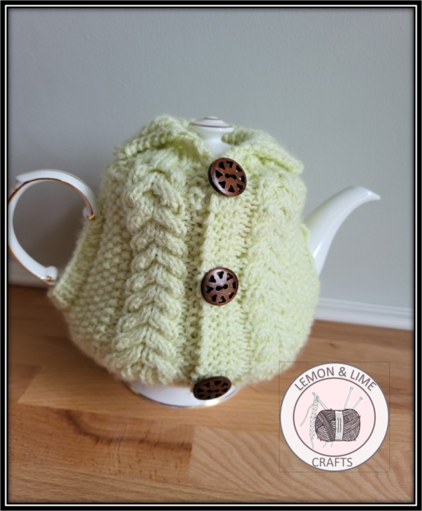 Aran Knit Tea Cosy Lime Green - Image 2