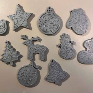 Handmade white Christmas ornament made from polymer clay