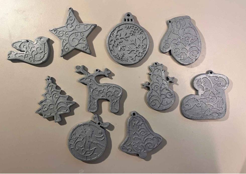 Handmade white Christmas ornament made from polymer clay