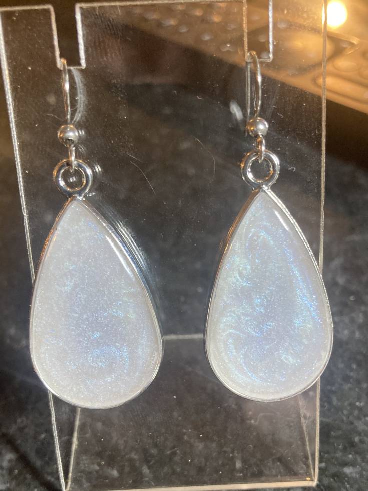 Moonlit Opal water-drop resin clip-on earrings - Image 2