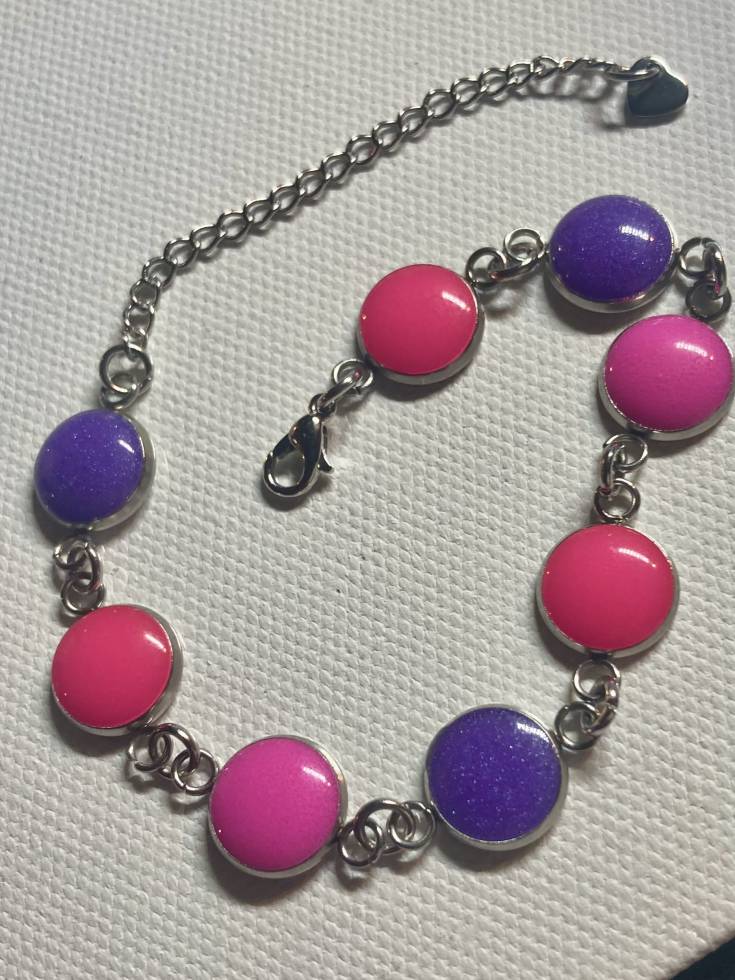 Pink and purple disc bracelet - Image 3