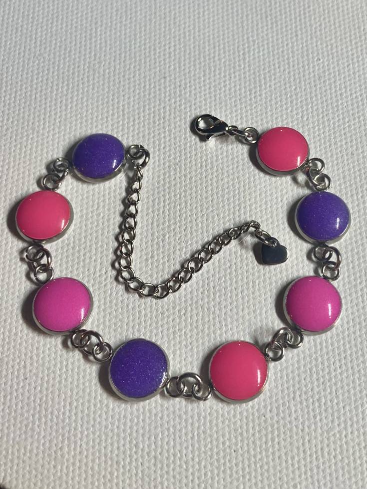 Pink and purple disc bracelet - Image 2