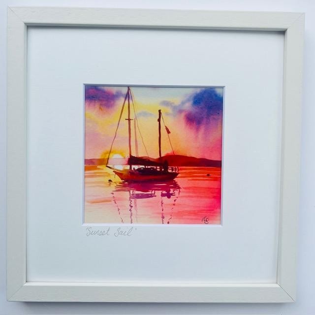'Sunset Sail' framed print