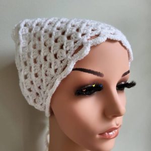 White Handmade Crochet Bandana