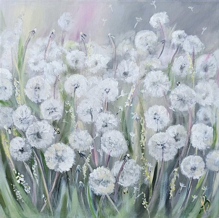 Meadow of Wishes – Original Acrylic Painting, Dandelion Meadow Wall Art - Image 2