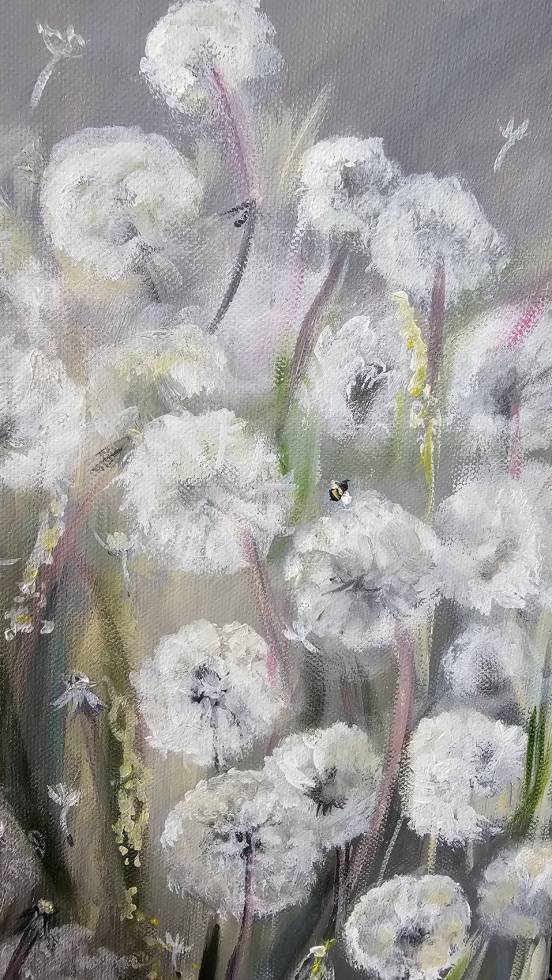 Meadow of Wishes – Original Acrylic Painting, Dandelion Meadow Wall Art - Image 3