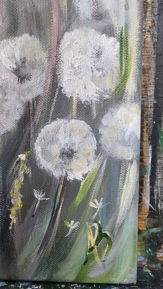 Meadow of Wishes – Original Acrylic Painting, Dandelion Meadow Wall Art - Image 4