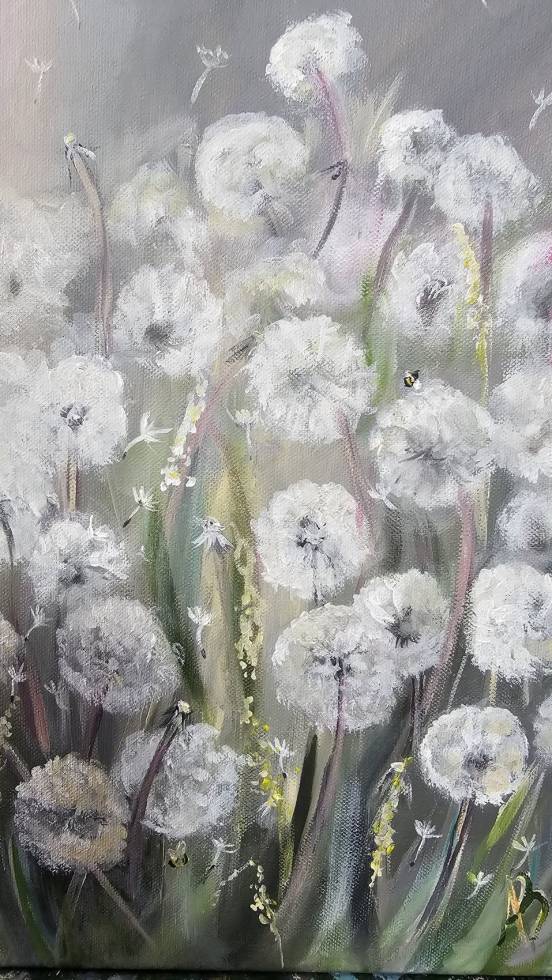 Meadow of Wishes – Original Acrylic Painting, Dandelion Meadow Wall Art - Image 6