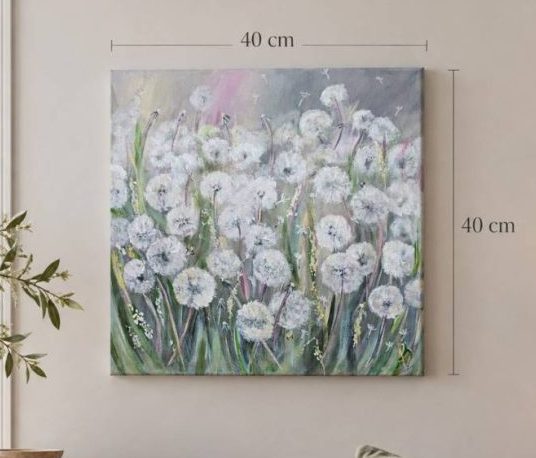 Meadow of Wishes – Original Acrylic Painting, Dandelion Meadow Wall Art