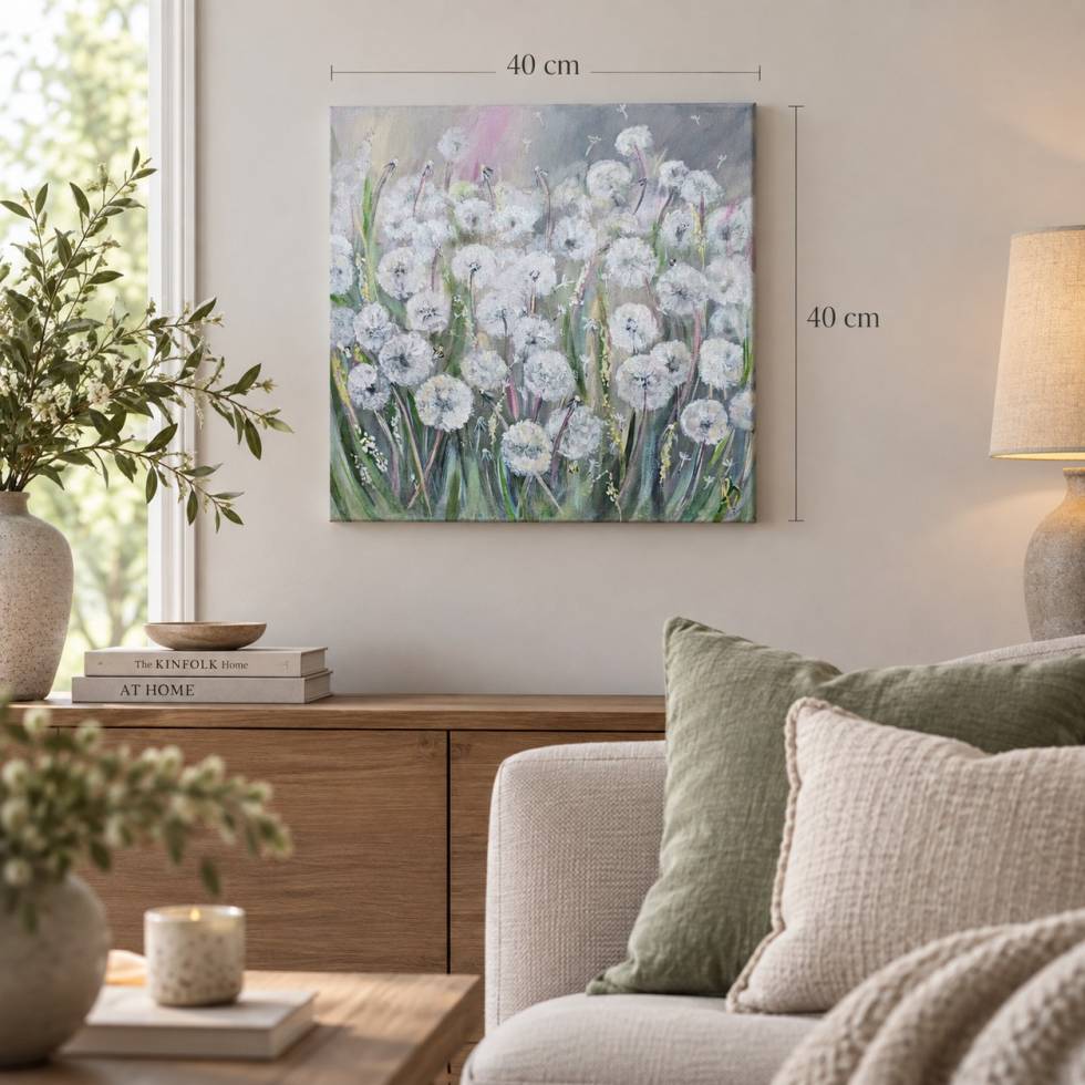 Meadow of Wishes – Original Acrylic Painting, Dandelion Meadow Wall Art - Image 8