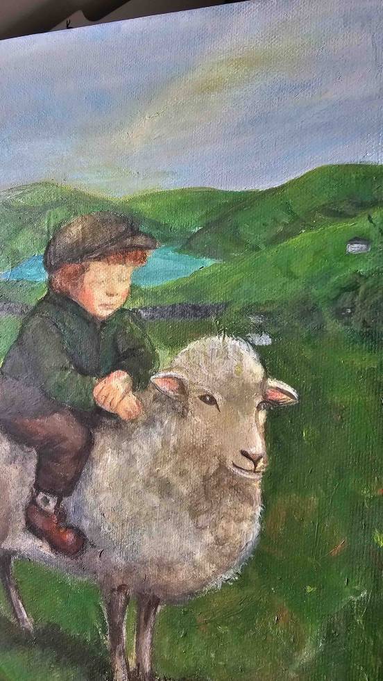 Shepherd counting sheep — Original Irish Themed Acrylic Painting - Image 4