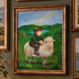 Shepherd counting sheep — Original Irish Themed Acrylic Painting