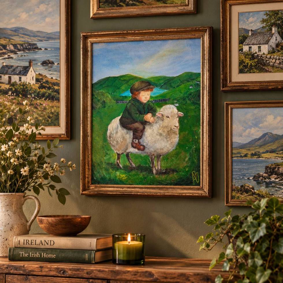 Shepherd counting sheep — Original Irish Themed Acrylic Painting - Image 7